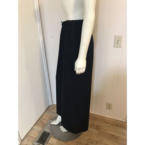 Anne Klein Womens Small Wide Leg Ankle Pants Black Elastic Waist Drawstring - Picture 3 of 7